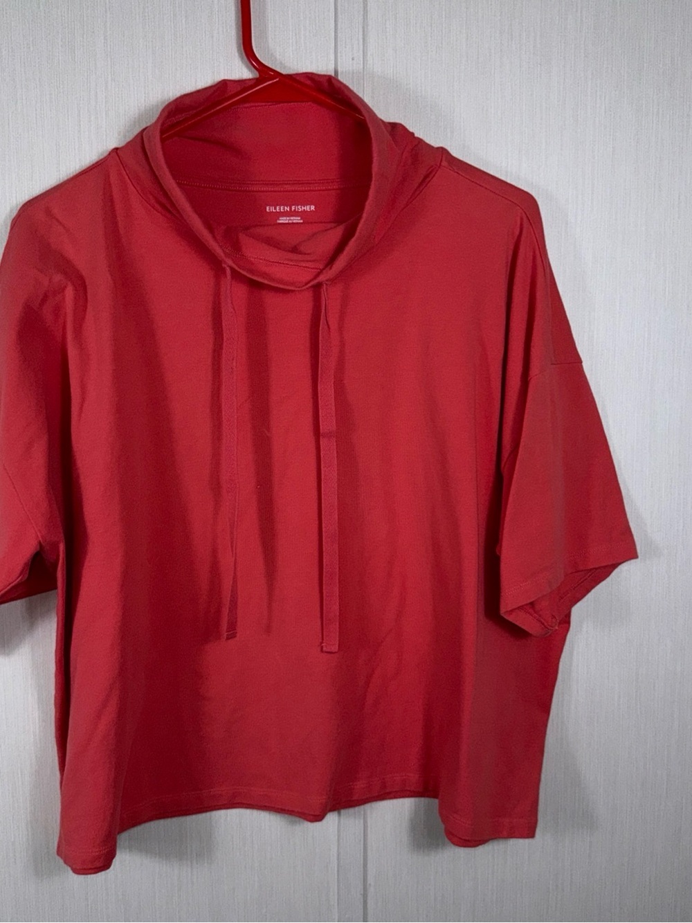 Eileen Fisher Organic Cotton Coral-Red Pull-On Tee